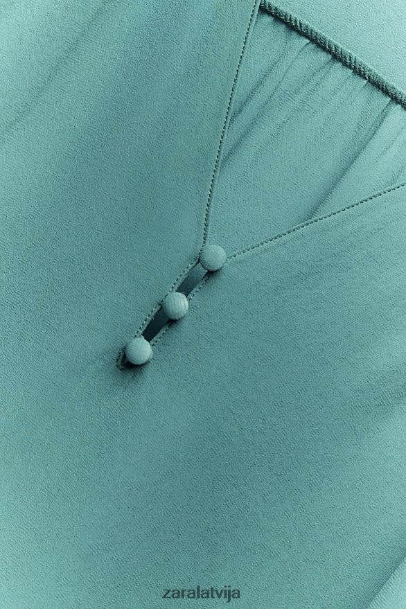 pulcējās plūstoša liela izmēra blūze sievietes Zara zils metāls 6ZTV40454 apģērbs