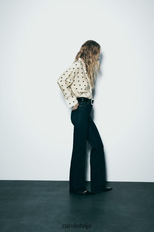 punktveida krekls sievietes Zara ekrū/melns 6ZTV40295 apģērbs