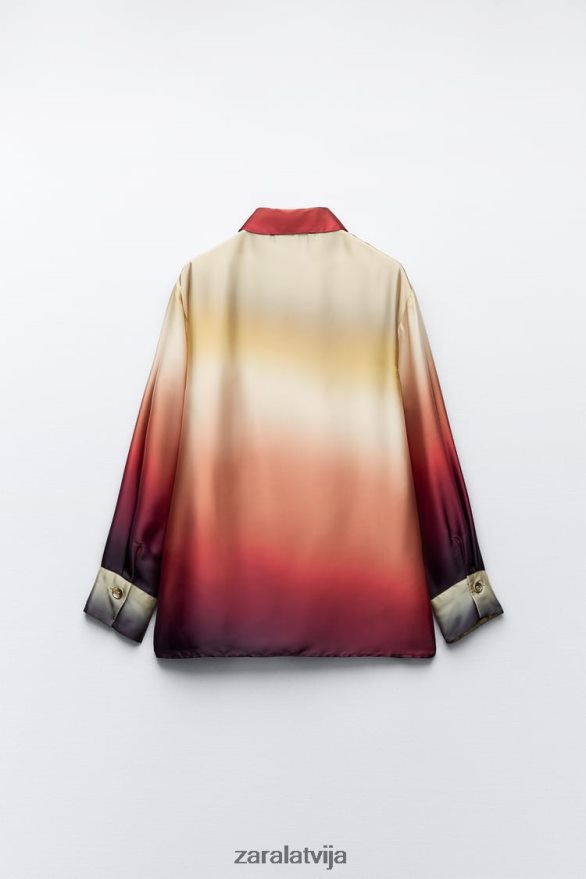 satīna efekta kaklasaites krekls sievietes Zara daudzkrāsains 6ZTV40393 apģērbs