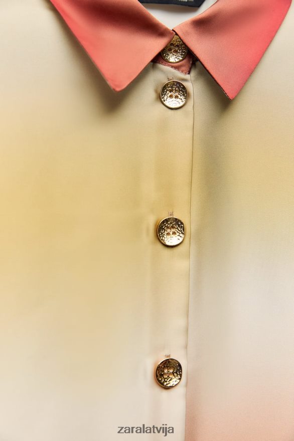 satīna efekta kaklasaites krekls sievietes Zara daudzkrāsains 6ZTV40393 apģērbs