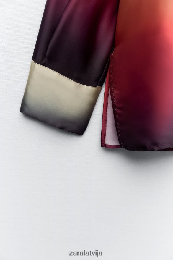 satīna efekta kaklasaites krekls sievietes Zara daudzkrāsains 6ZTV40393 apģērbs