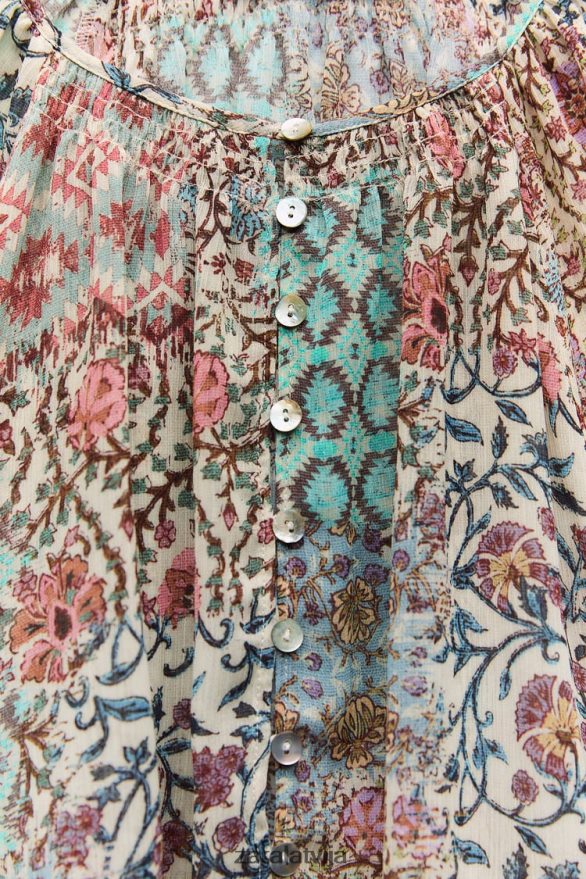 smēķēta apdrukāta blūze sievietes Zara daudzkrāsains 6ZTV40342 apģērbs