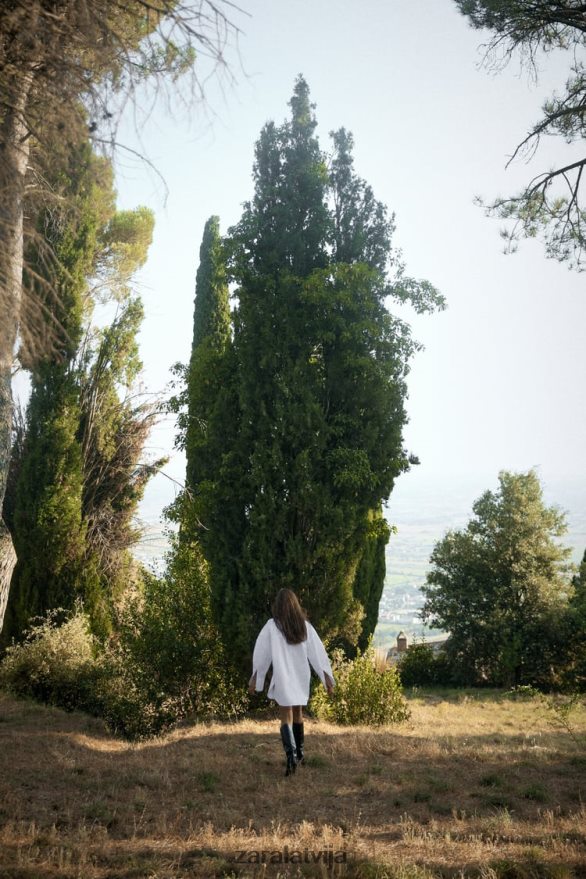 svītrains lielizmēra aproces krekls sievietes Zara balts 6ZTV40289 apģērbs