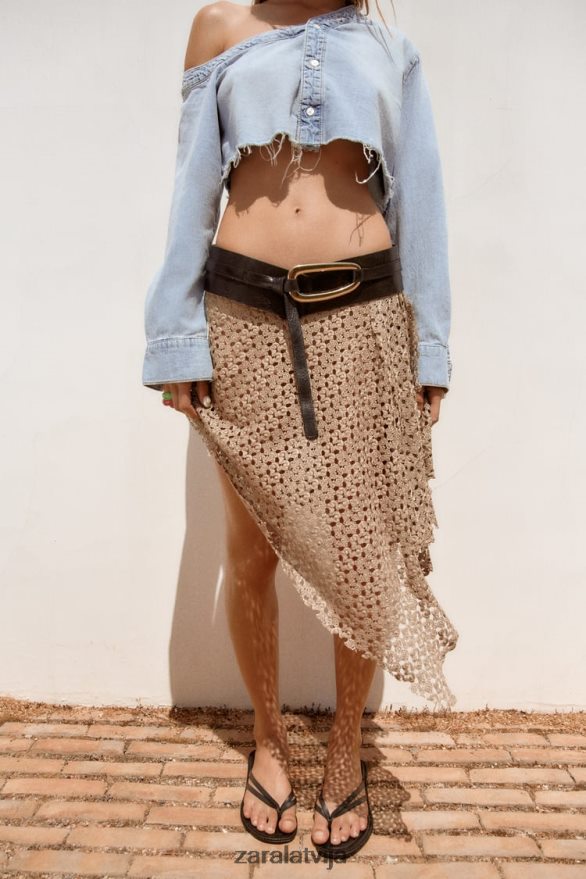 trf asimetrisks džinsa krekls sievietes Zara zils 6ZTV40452 apģērbs