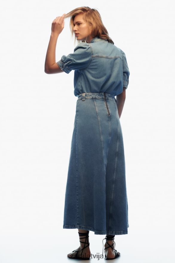 z1975 piesieta džinsa blūze sievietes Zara vidus zils 6ZTV40366 apģērbs