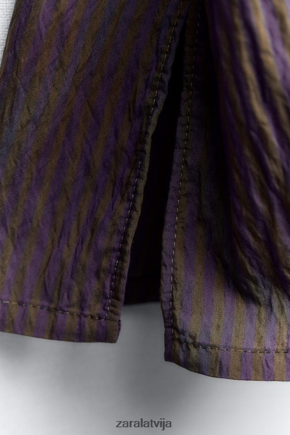 zw kolekcijas multi/pozicionāls minimālisma svītrains krekls sievietes Zara brūns/zils 6ZTV40299 apģērbs