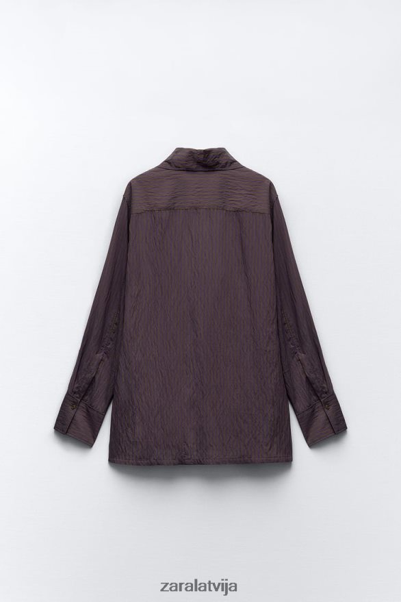 zw kolekcijas multi/pozicionāls minimālisma svītrains krekls sievietes Zara brūns/zils 6ZTV40299 apģērbs