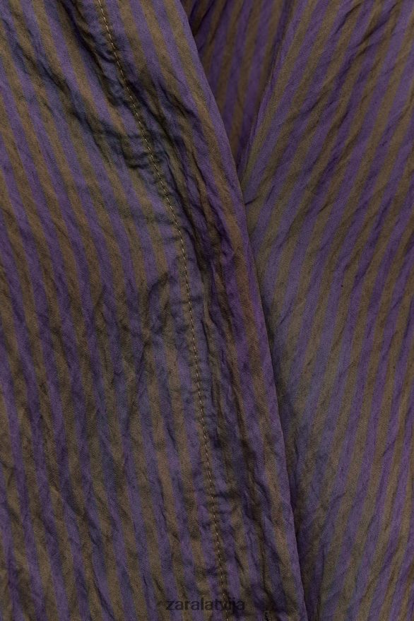 zw kolekcijas multi/pozicionāls minimālisma svītrains krekls sievietes Zara brūns/zils 6ZTV40299 apģērbs