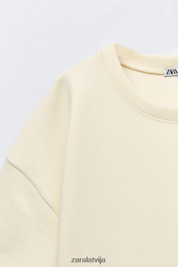 lielizmēra t-krekls sievietes Zara ekru 6ZTV40462 apģērbs