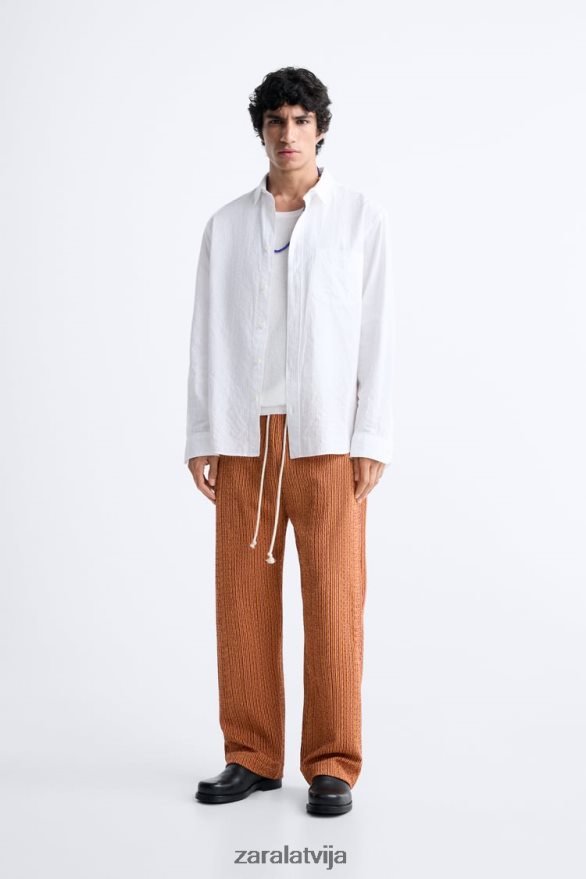 ģeometriskas žakarda bikses vīriešiem Zara ekrū/dzeltens 6ZTV40961 apģērbs