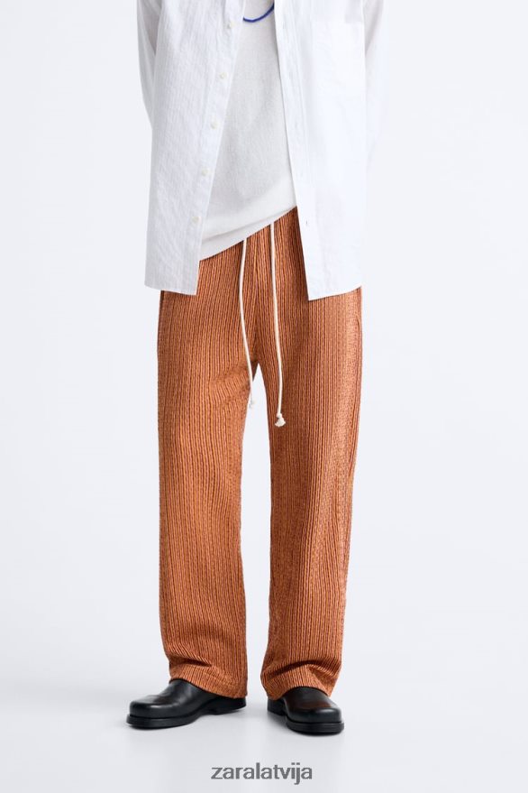 ģeometriskas žakarda bikses vīriešiem Zara ekrū/dzeltens 6ZTV40961 apģērbs