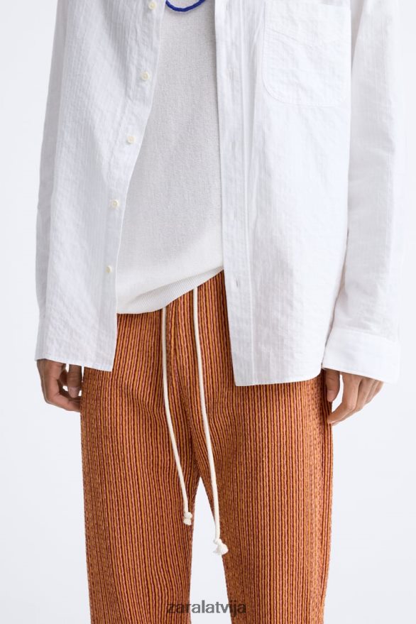 ģeometriskas žakarda bikses vīriešiem Zara ekrū/dzeltens 6ZTV40961 apģērbs