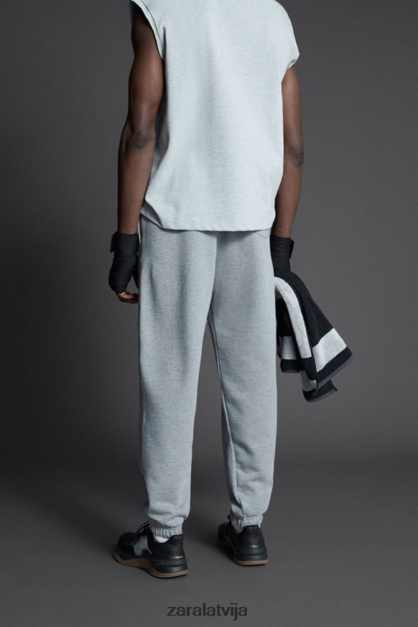 mūžīgās skriešanas bikses vīriešiem Zara pelēkais merģelis 6ZTV40946 apģērbs
