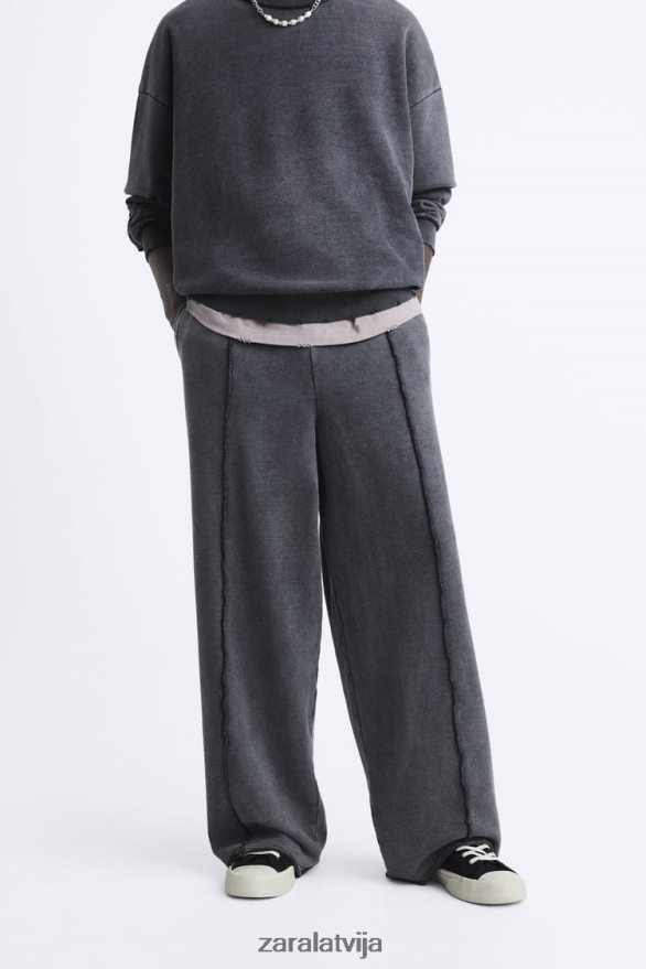 mazgātas krāsas skriešanas bikses vīriešiem Zara tumšs antracīts 6ZTV40948 apģērbs