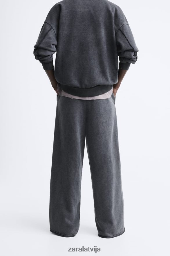 mazgātas krāsas skriešanas bikses vīriešiem Zara tumšs antracīts 6ZTV40948 apģērbs