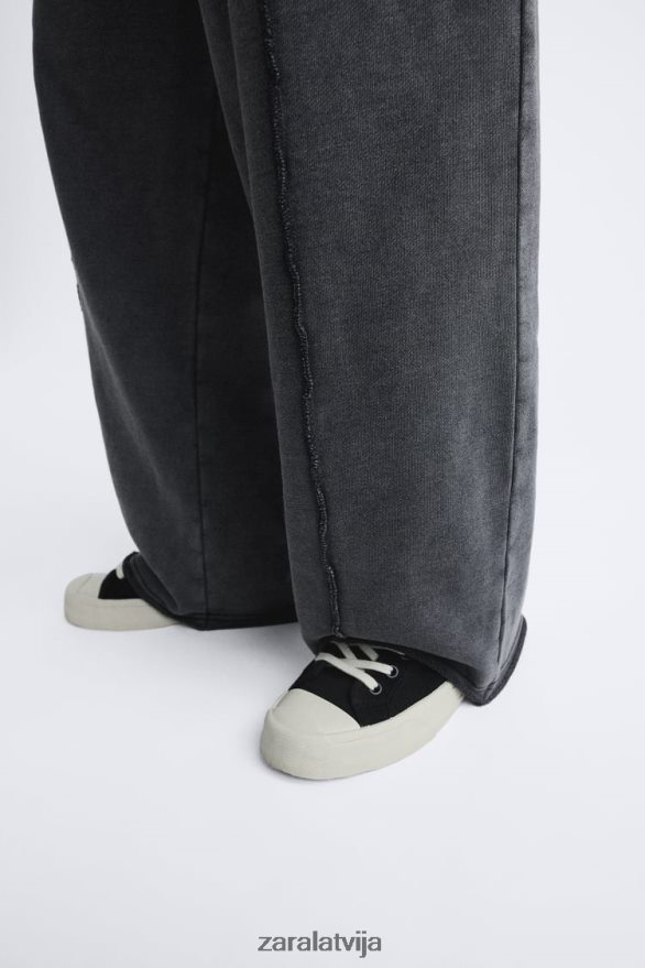 mazgātas krāsas skriešanas bikses vīriešiem Zara tumšs antracīts 6ZTV40948 apģērbs