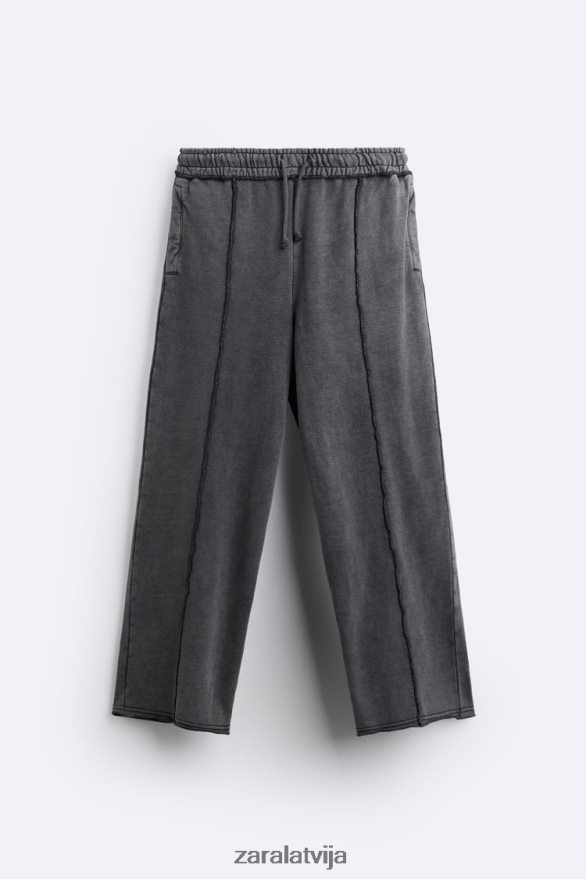 mazgātas krāsas skriešanas bikses vīriešiem Zara tumšs antracīts 6ZTV40948 apģērbs