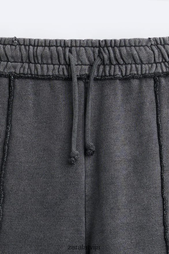 mazgātas krāsas skriešanas bikses vīriešiem Zara tumšs antracīts 6ZTV40948 apģērbs