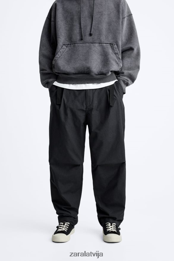 piesprādzētas tehniskās bikses vīriešiem Zara melns 6ZTV40952 apģērbs