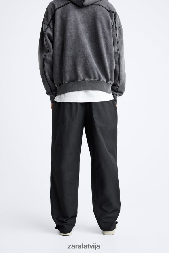 piesprādzētas tehniskās bikses vīriešiem Zara melns 6ZTV40952 apģērbs