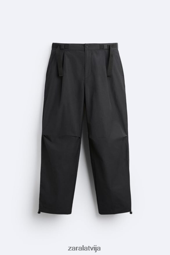 piesprādzētas tehniskās bikses vīriešiem Zara melns 6ZTV40952 apģērbs