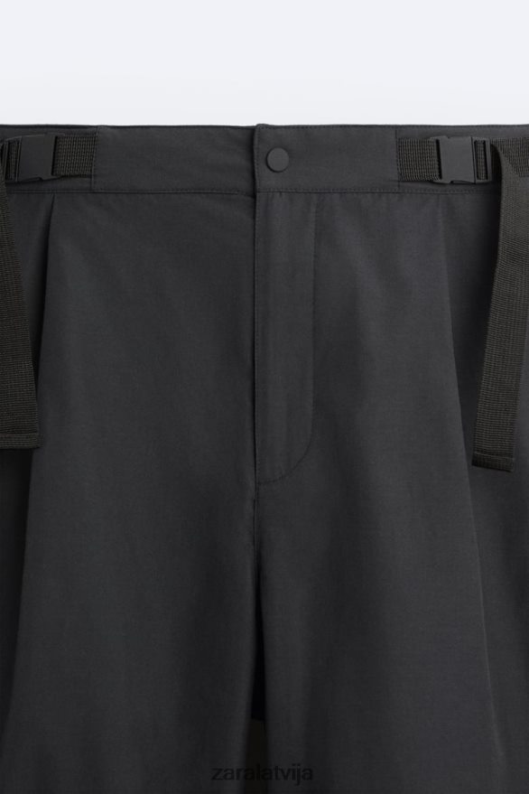 piesprādzētas tehniskās bikses vīriešiem Zara melns 6ZTV40952 apģērbs