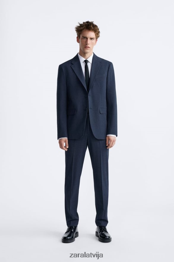 rūtainas uzvalka bikses vīriešiem Zara zilgans 6ZTV40967 apģērbs