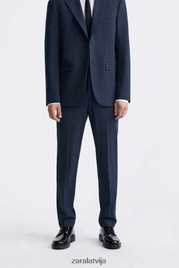 rūtainas uzvalka bikses vīriešiem Zara zilgans 6ZTV40967 apģērbs