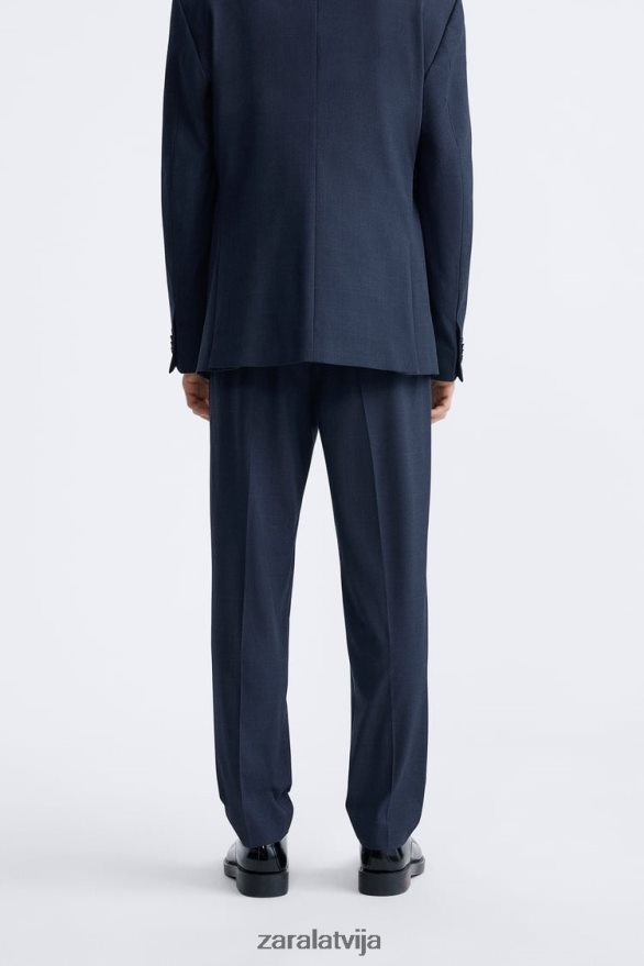 rūtainas uzvalka bikses vīriešiem Zara zilgans 6ZTV40967 apģērbs