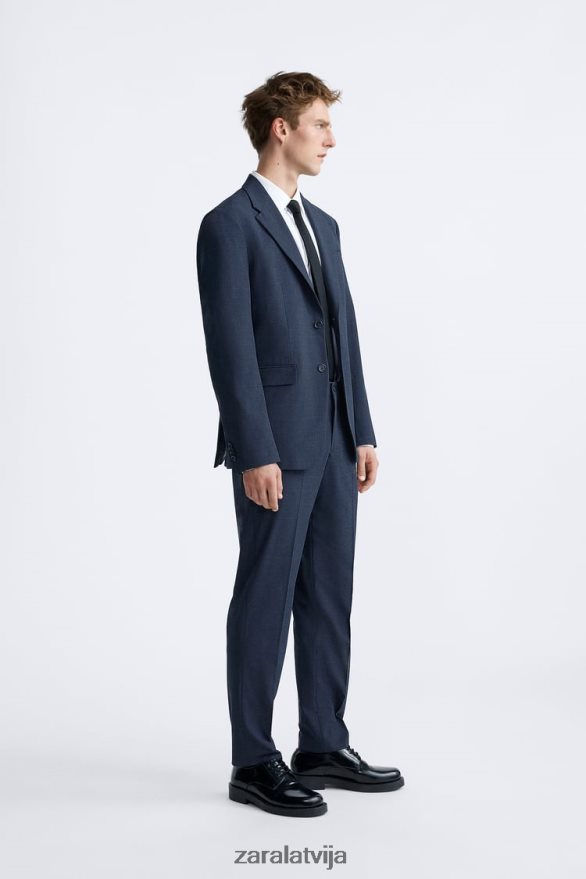 rūtainas uzvalka bikses vīriešiem Zara zilgans 6ZTV40967 apģērbs