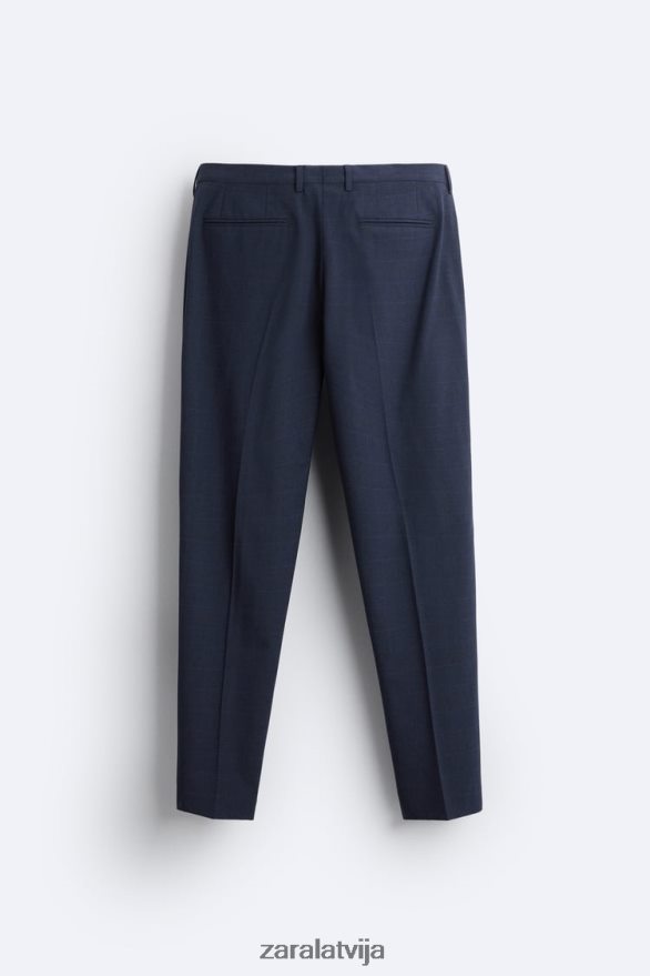 rūtainas uzvalka bikses vīriešiem Zara zilgans 6ZTV40967 apģērbs