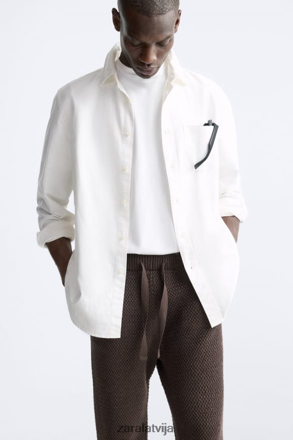 tamborētas tekstūras bikses vīriešiem Zara šokolāde 6ZTV40959 apģērbs