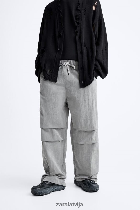 tehniskās izpletņa bikses vīriešiem Zara Sudrabs 6ZTV40953 apģērbs