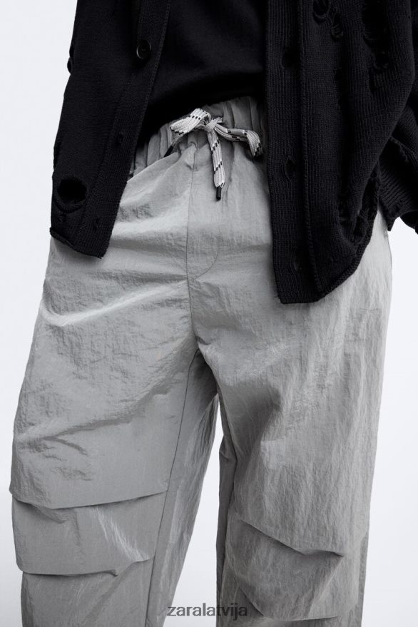 tehniskās izpletņa bikses vīriešiem Zara Sudrabs 6ZTV40953 apģērbs