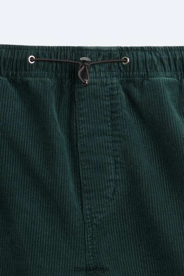 velveta izpletņa bikses vīriešiem Zara pudele zaļa 6ZTV40950 apģērbs