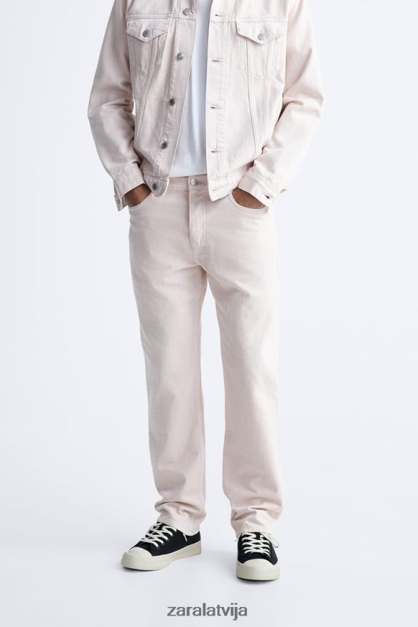 1995. gada džinsi ar taisnām kājām vīriešiem Zara rozā 6ZTV401093 apģērbs