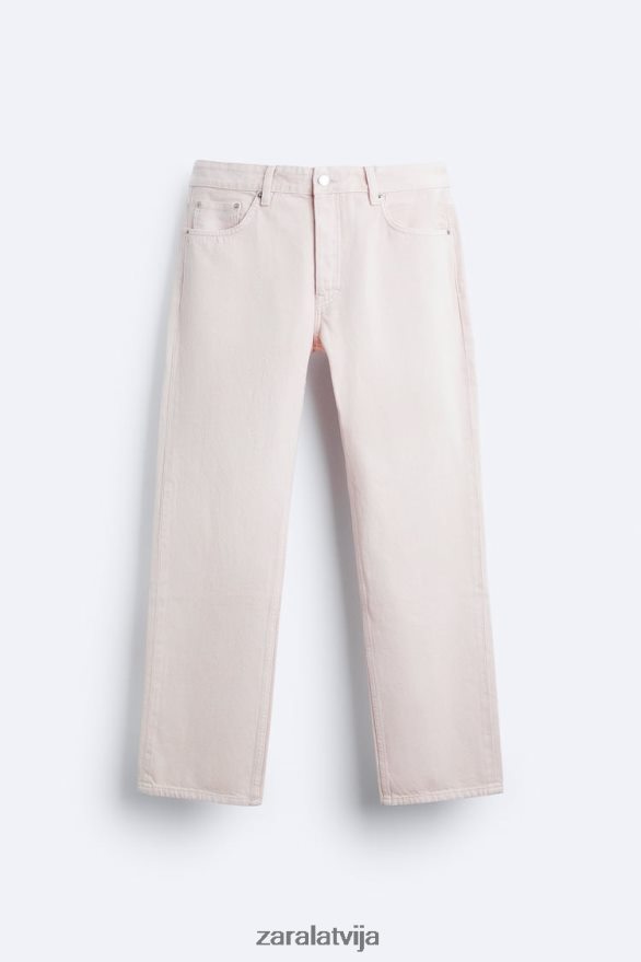 1995. gada džinsi ar taisnām kājām vīriešiem Zara rozā 6ZTV401093 apģērbs