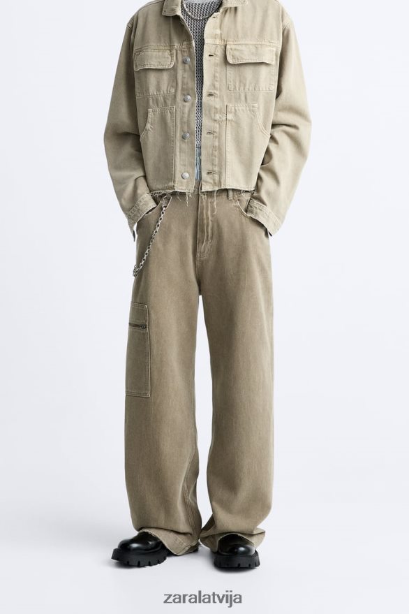 atvieglinātas formas džinsi vīriešiem Zara taupīgi brūns 6ZTV401104 apģērbs