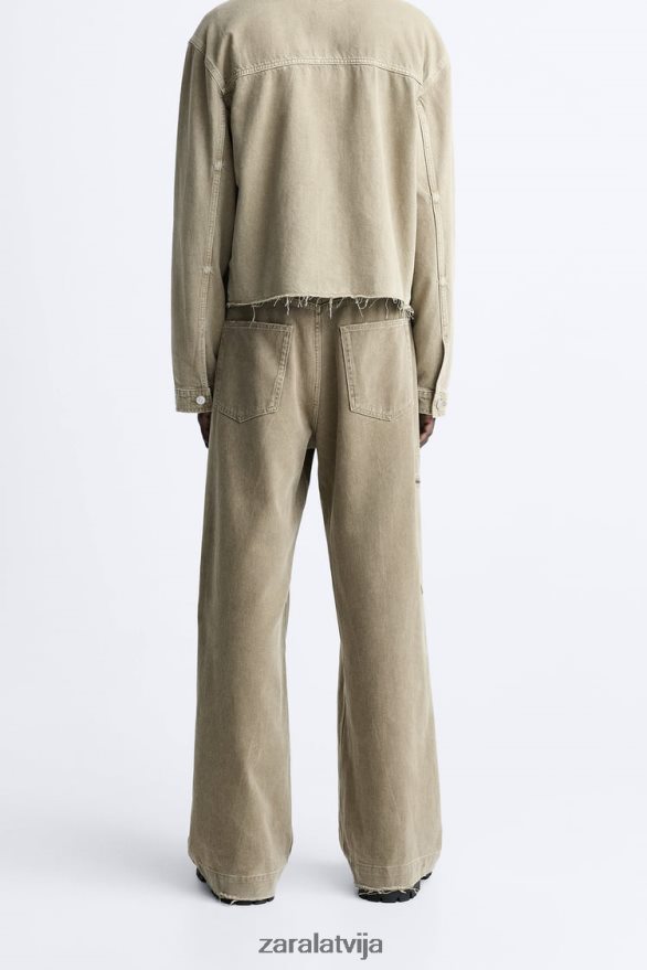 atvieglinātas formas džinsi vīriešiem Zara taupīgi brūns 6ZTV401104 apģērbs