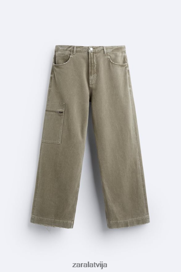 atvieglinātas formas džinsi vīriešiem Zara taupīgi brūns 6ZTV401104 apģērbs