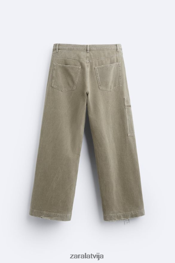 atvieglinātas formas džinsi vīriešiem Zara taupīgi brūns 6ZTV401104 apģērbs