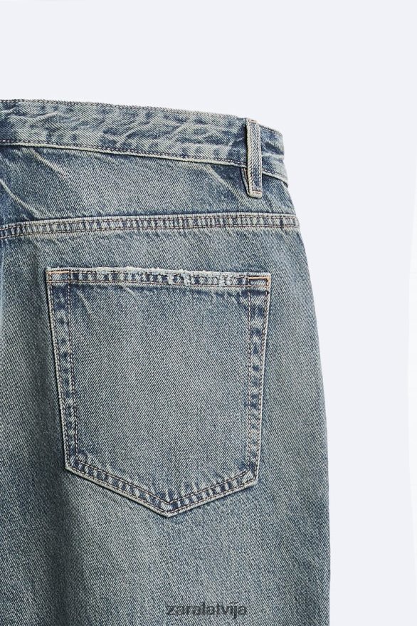 šauri apgriezti džinsi vīriešiem Zara zils 6ZTV401091 apģērbs
