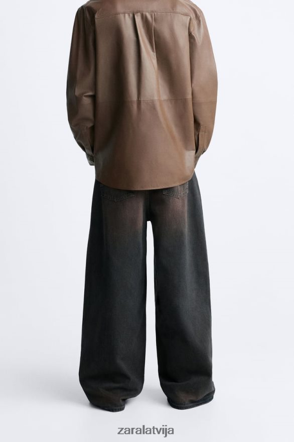 plati pieguļoši džinsi vīriešiem Zara tumši brūns 6ZTV401100 apģērbs