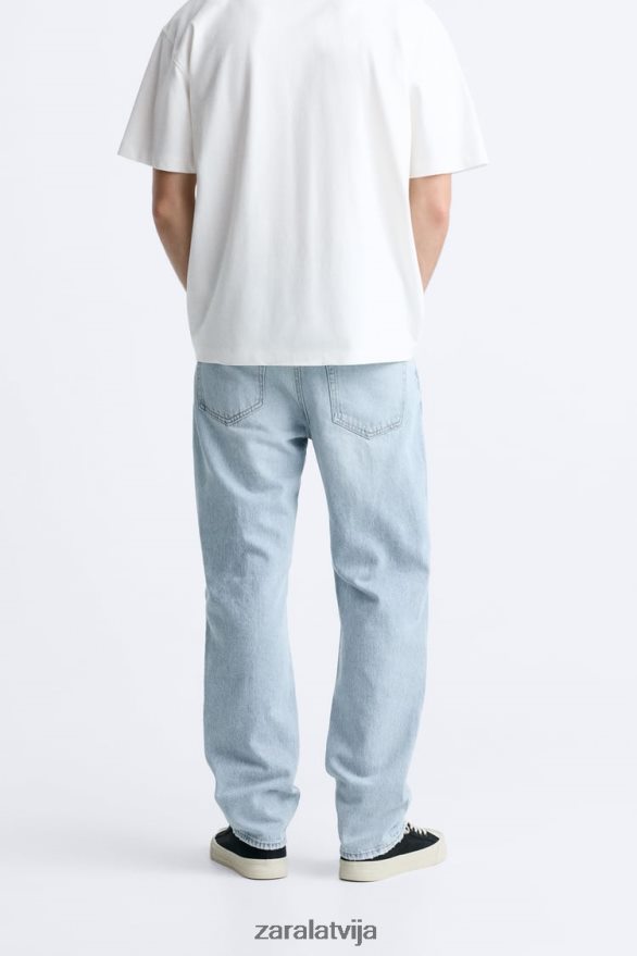 saplēsti taisni pieguļoši džinsi vīriešiem Zara vidus zils 6ZTV401090 apģērbs