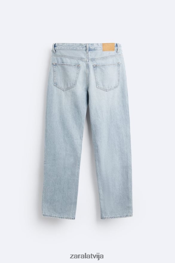 saplēsti taisni pieguļoši džinsi vīriešiem Zara vidus zils 6ZTV401090 apģērbs