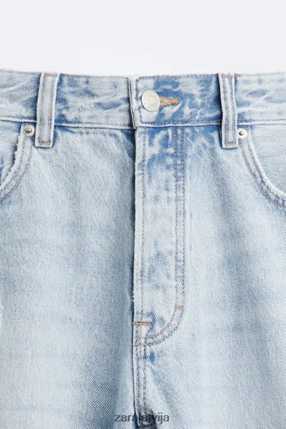 saplēsti taisni pieguļoši džinsi vīriešiem Zara vidus zils 6ZTV401090 apģērbs