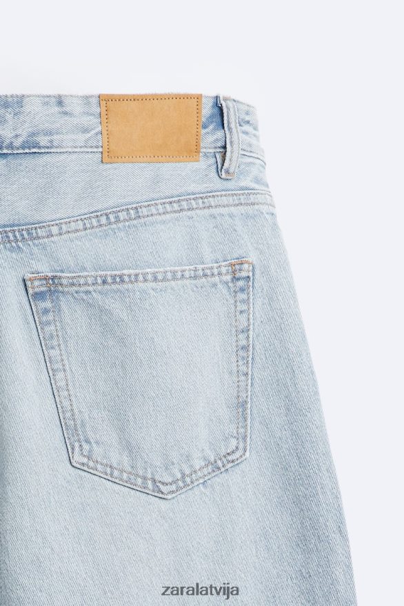 saplēsti taisni pieguļoši džinsi vīriešiem Zara vidus zils 6ZTV401090 apģērbs