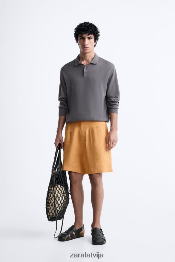 100% lina šorti vīriešiem Zara apelsīns 6ZTV401251 apģērbs