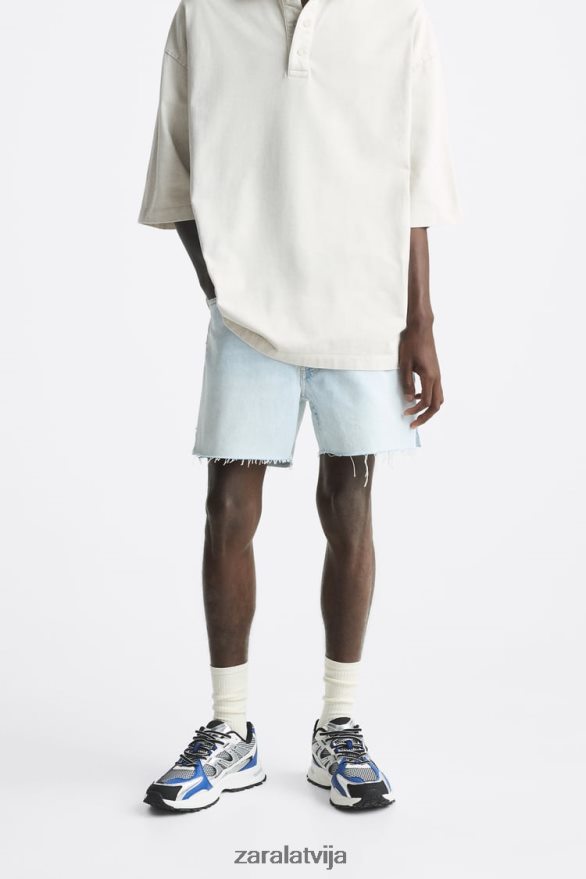 apgriezti džinsa šorti vīriešiem Zara gaiši zils 6ZTV401244 apģērbs