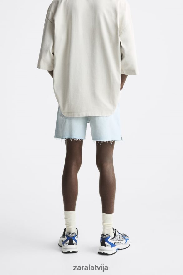apgriezti džinsa šorti vīriešiem Zara gaiši zils 6ZTV401244 apģērbs